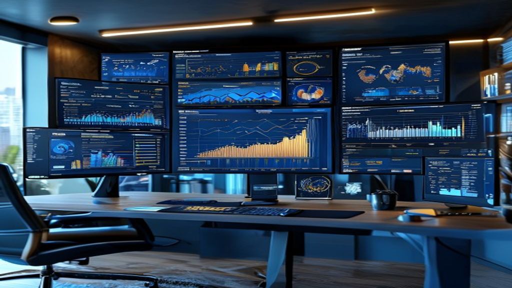 Business analytics dashboard with charts and KPI metrics